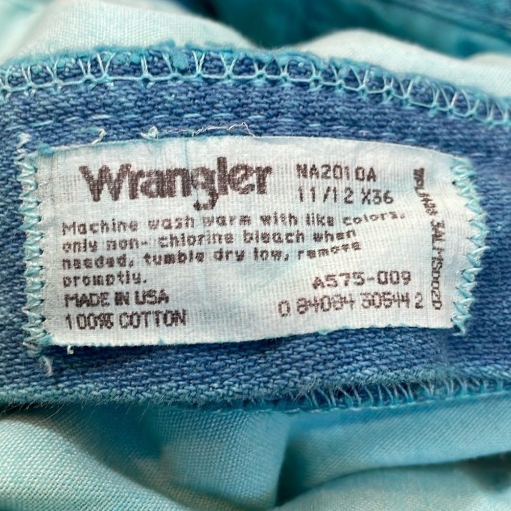 1980's Wrangler Turquoise High Rise Cowgirl Jeans Bare Back Size 11/12 - Picture 12 of 12